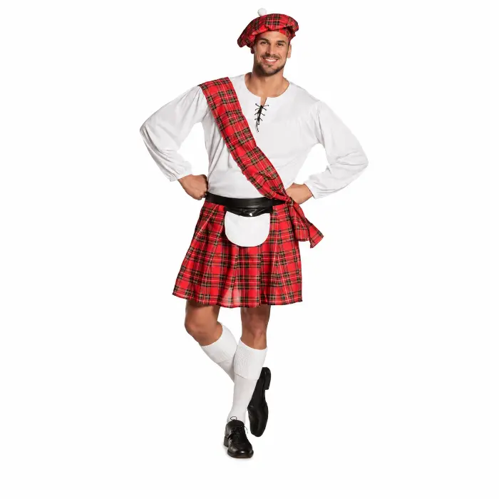 Kostuum Scotsman rood/wit heren maat 54/56