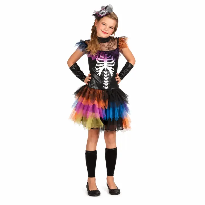 Kostuum Skeleton prinses meerkleurig meisje 10-12 jaar