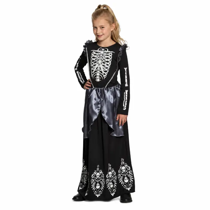 Kostuum Skeleton queen zwart/wit meisje 7-9 jaar