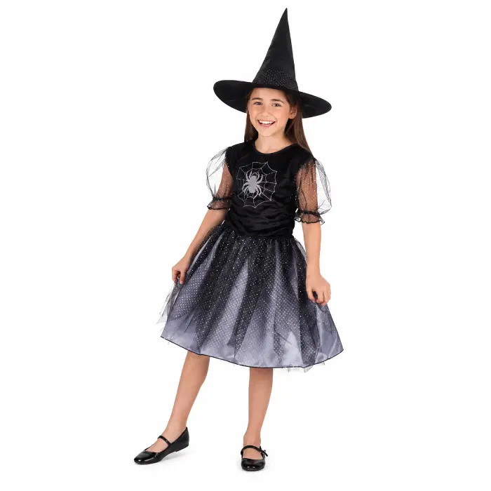 Kostuum Spider witch zwart meisje 7-9 jaar