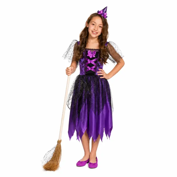 Kostuum Twinkle witch zwart/paars meisje 4-6 jaar
