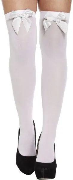 Kousen hold-up wit met witte strikken