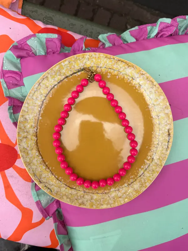 Kralenketting Ibiza S - Donker roze