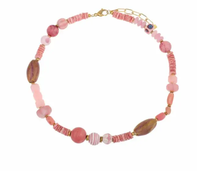 Kralenketting Lucky - Roze/Bruin