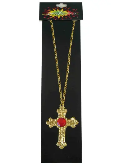 Kruis Sint metaal goud+steen
