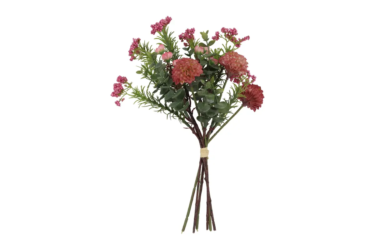 Kunst boeket Dahlia Pompon roze - L14B14H33CM