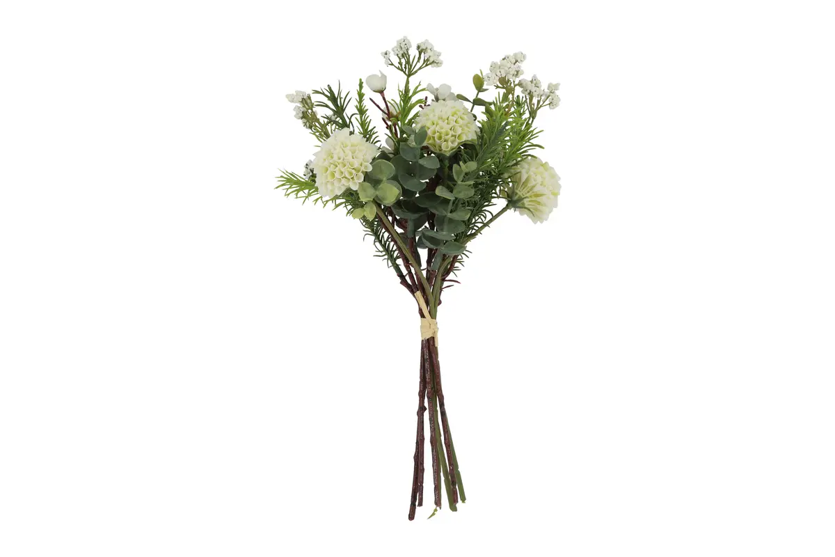Kunst boeket Dahlia Pompon wit - L14B14H33CM