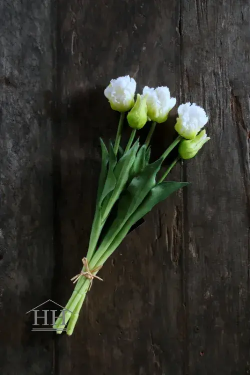Kunst papegaai tulpen wit - 40cm - 5 stelen
