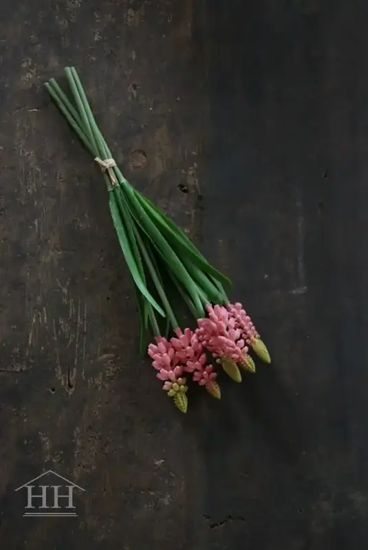 Kunst roze druifjes 27cm - bundel van 5
