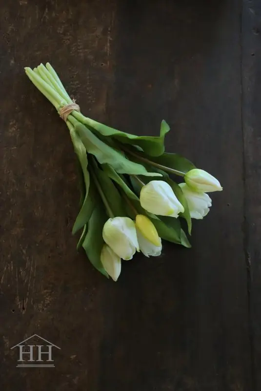 Kunst tulpenboeket wit - 30cm