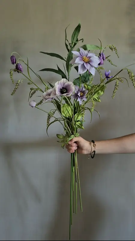 Kunstbloemen set paars lila - gebonden
