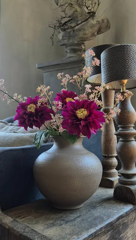 Kunstbloemen set roze paars - gebonden
