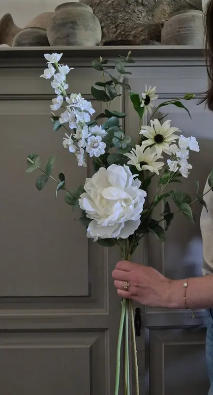 Kunstbloemen set wit - gebonden
