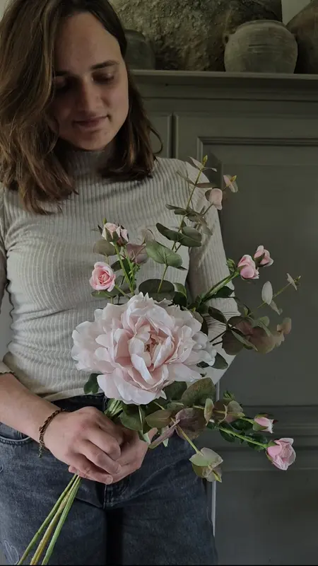 Kunstbloemen set zachtroze - gebonden