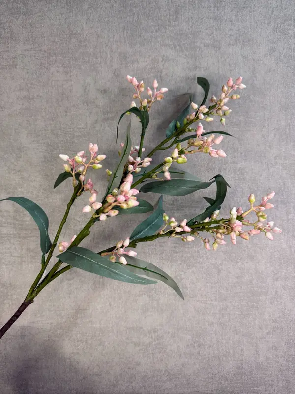 Kunsttak Eucalyptus | Knop licht roze