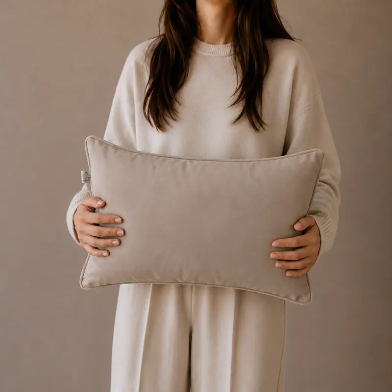 KUSSEN PLUIMSTEEN | TAUPE | 30X50 CM