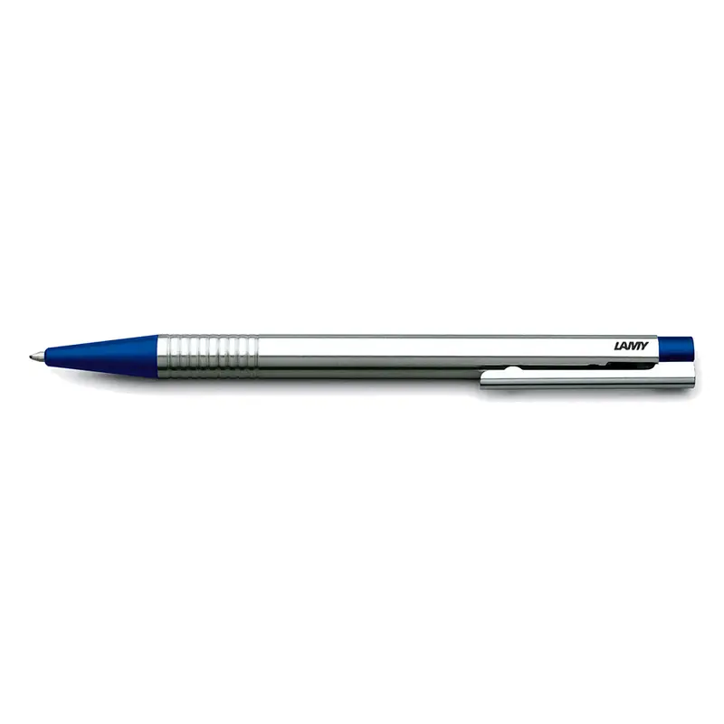 Lamy Logo Balpen Edelstaal met blauw beslag