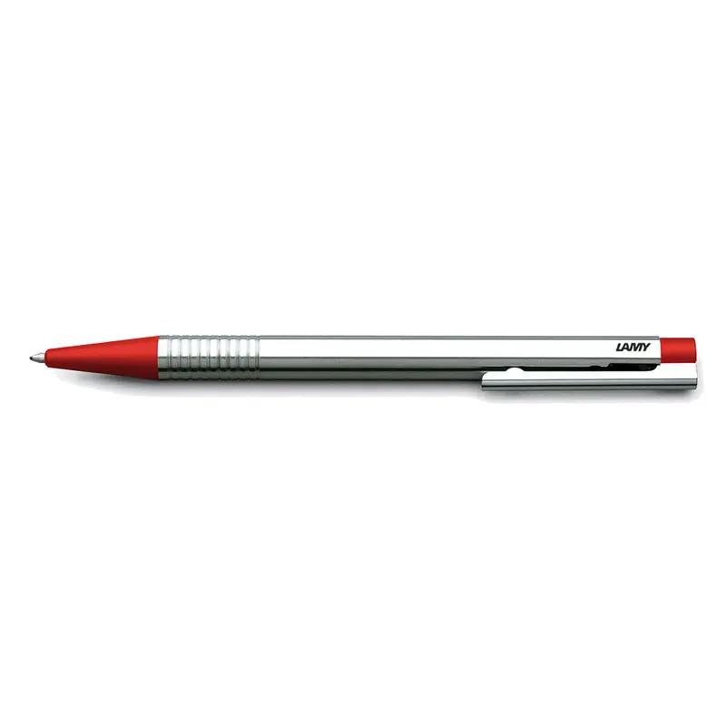 Lamy Logo Balpen Edelstaal met rood beslag