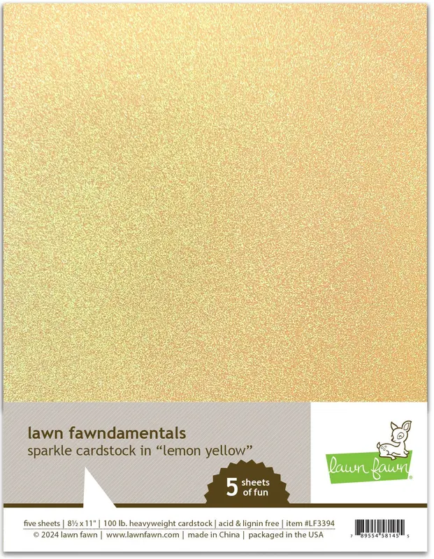Lawn Fawn - Sparkle Cardstock - Lemon Yellow