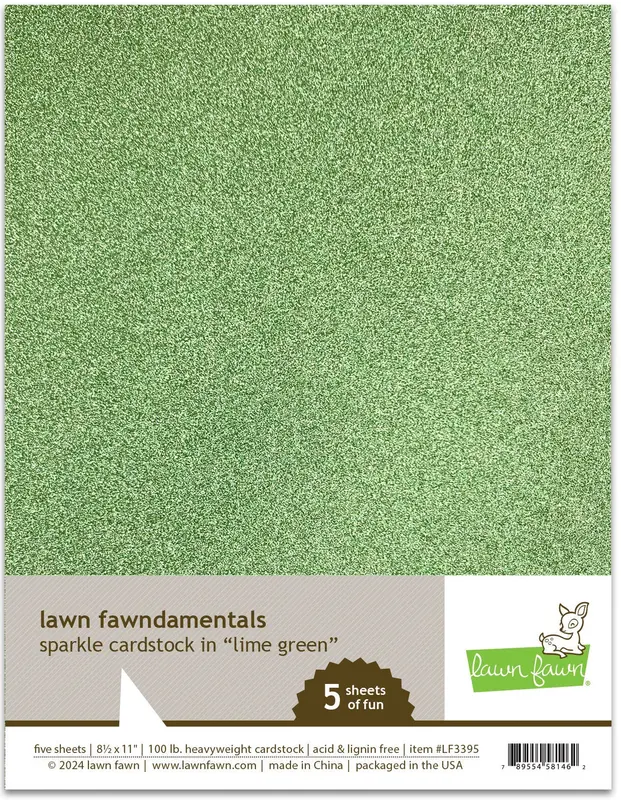 Lawn Fawn - Sparkle Cardstock - Lime Green