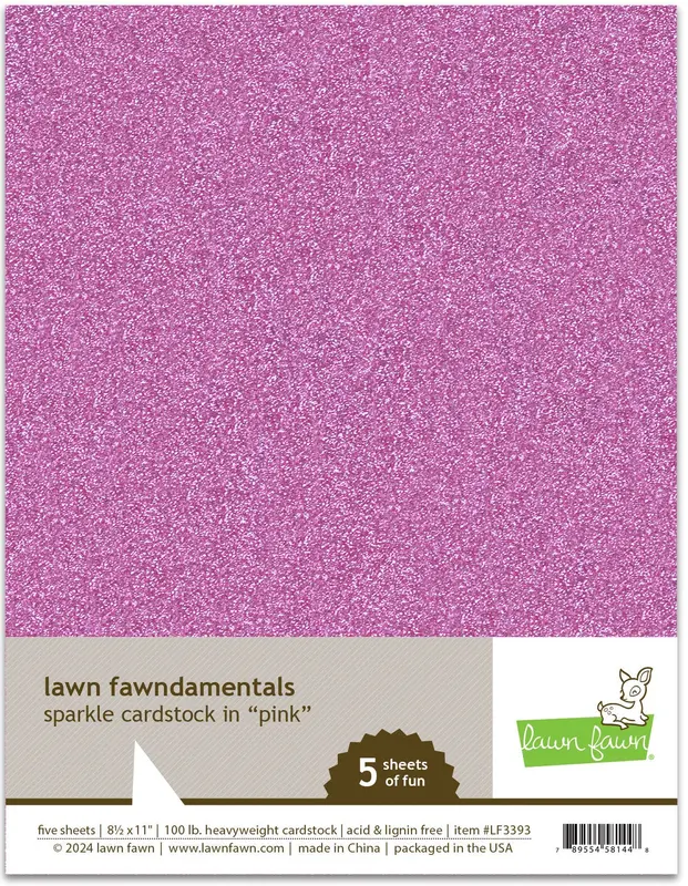 Lawn Fawn - Sparkle Cardstock - Pink