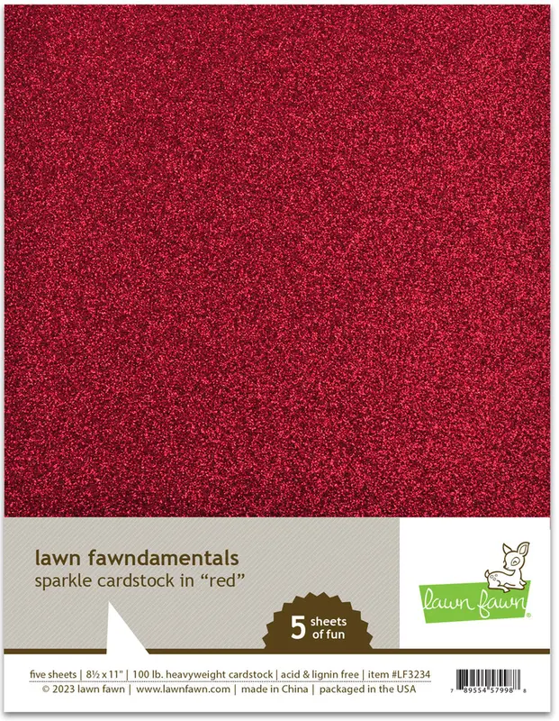 Lawn Fawn - Sparkle Cardstock - Red