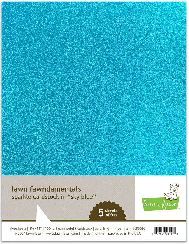 Lawn Fawn - Sparkle Cardstock - Sky Blue