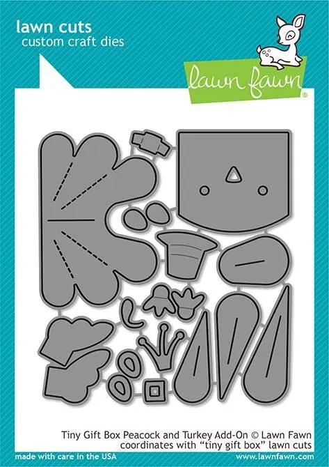 Lawn Fawn - Tiny Gift Box Peacock And Turkey Add-On
