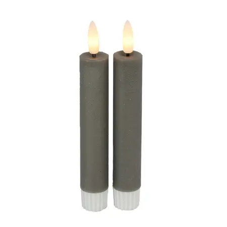 Led dinerkaars grijs Small set van 2