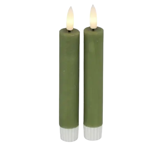 Led dinerkaars groen 15 cm | Vintage & More