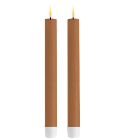 Led dinerkaars karamel 24cm - 2 stuks - Deluxe Homeart