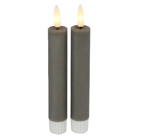 Led dinerkaars kiezelgrijs 15 cm | Vintage & More