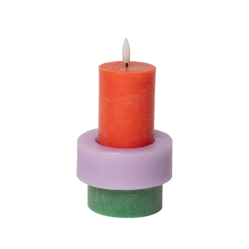 Led pillar kaars - Groen/lila/rood