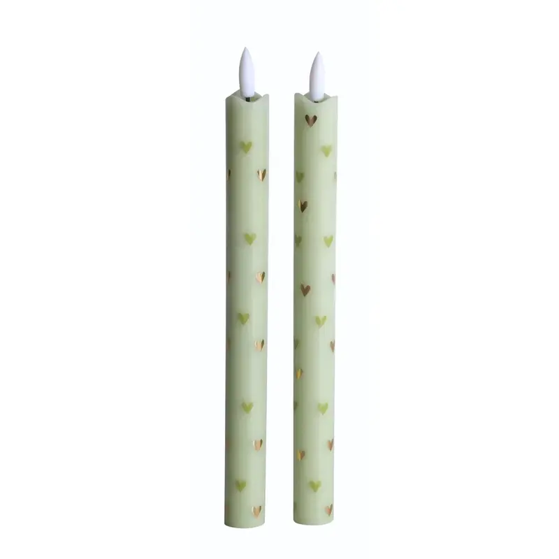Led Pillar Kaars Hartjes - Groen