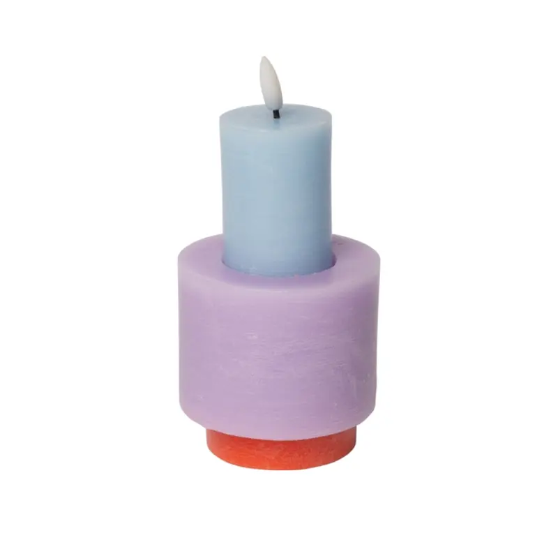 Led pillar kaars - Lichtblauw/violet/rood