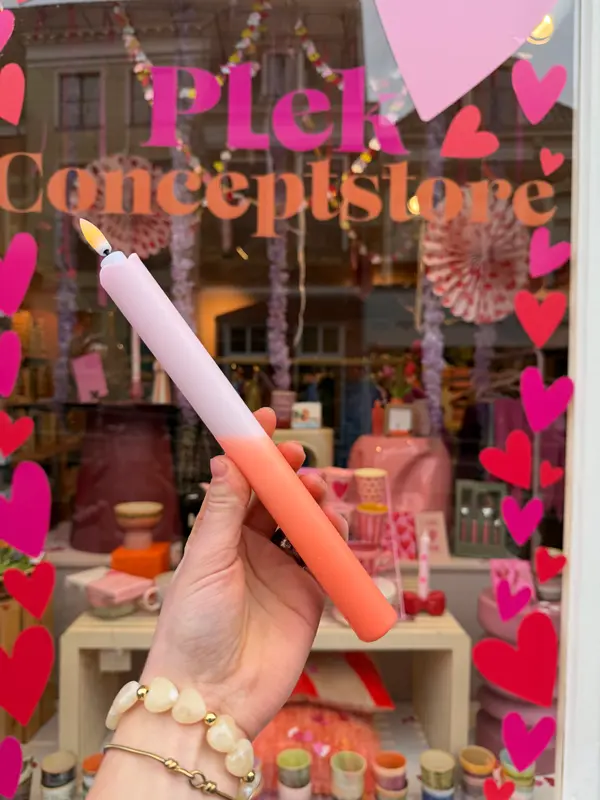 LED Pillar Kaars -Llichtroze/oranje