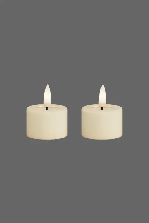 Led theelichtjes creme - 2,7x4,0cm - 2 stuks