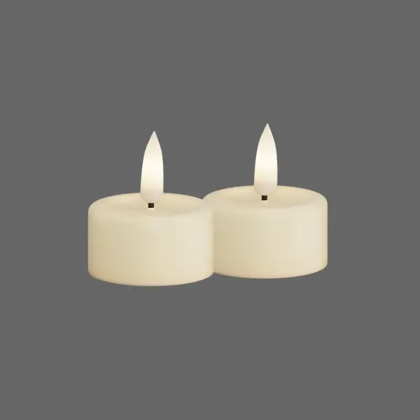 Led theelichtjes creme - 2 stuks - Deluxe Homeart