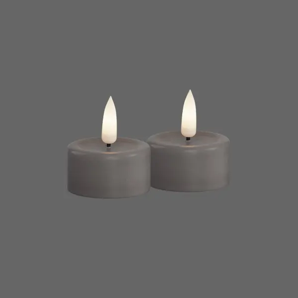 Led theelichtjes grijs - 2 stuks - Deluxe Homeart