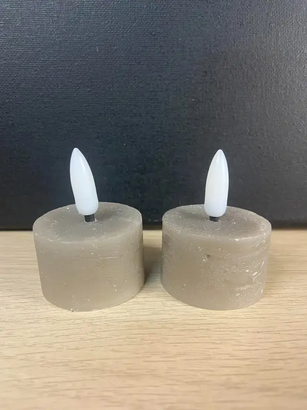 Led waxinelichtje grijs set van 2