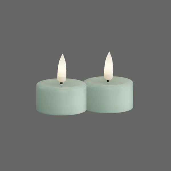 Led waxinelichtjes salie groen - 2 stuks - Deluxe Homeart
