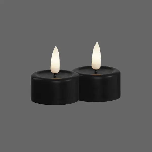 Led waxinelichtjes zwart - 2 stuks - Deluxe Homeart