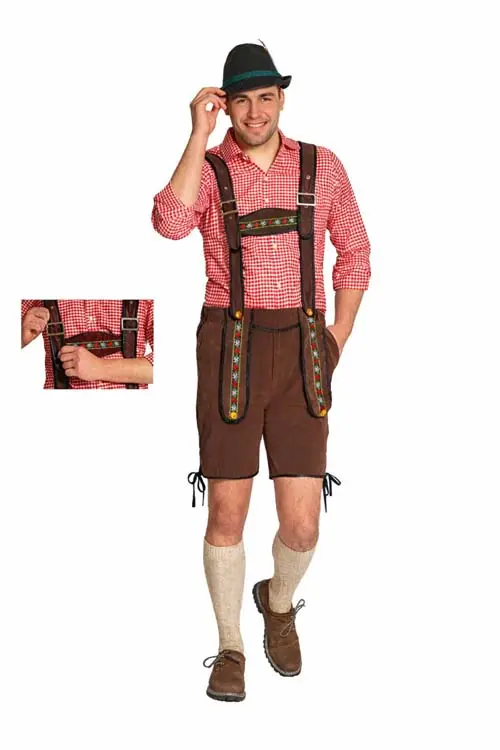 Lederhose Johann donkerbruin kort mt. 3XL verstelbaar