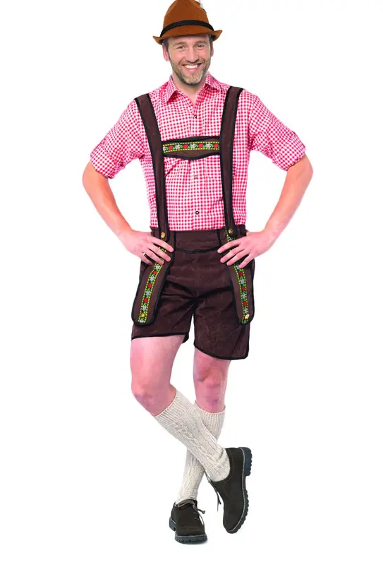 Lederhose Johann donkerbruin kort mt. M