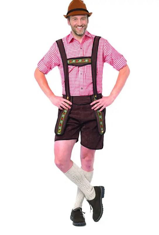 Lederhose Johann donkerbruin kort mt. S