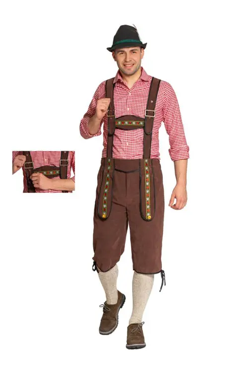 Lederhose Johann donkerbruin lang mt. 3XL verstelbaar