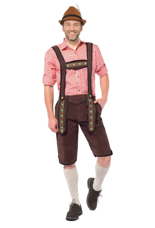 Lederhose Johann donkerbruin lang mt. M