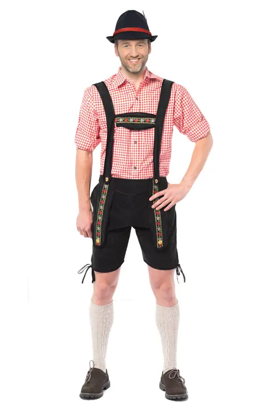 Lederhose Johann zwart kort mt. M