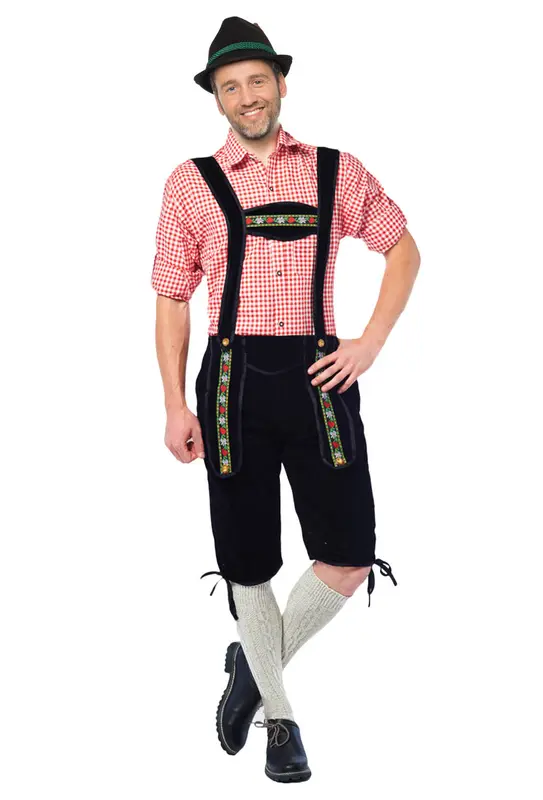 Lederhose Johann zwart lang mt. S