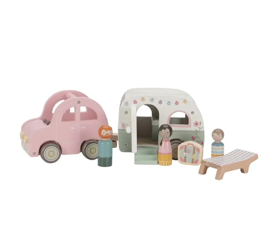 Little Dutch Speelgoed auto met caravan FSC